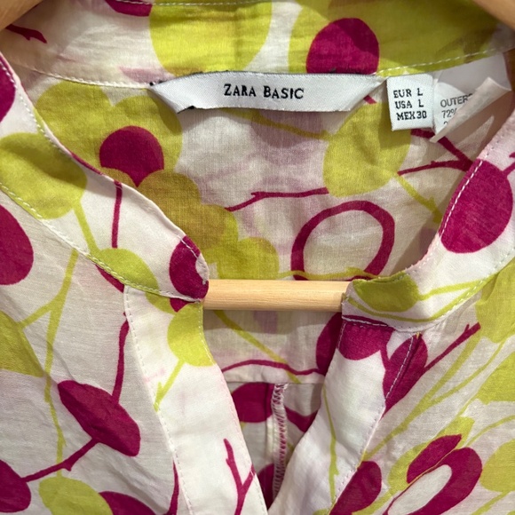 Zara Basic Silk / Cotton Women's Lightweight Short Sleeve Button Down Top Size 6 - Picture 3 of 7